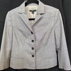 Ann Taylor | 4 Button Grey/Black jacket; 3/4 Length Sleeves; Sz. 6p